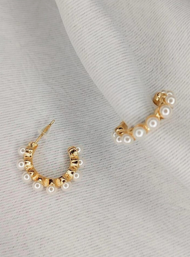 Aretes cadena de perlas